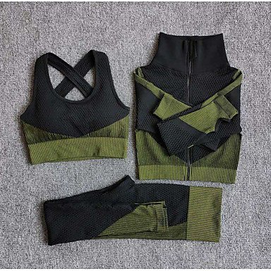 Women's 3pcs Tracksuit Yoga Suit Winter Thumbhole Front Zipper Solid Color Blue Pink Light Grey Nylon Yoga Fitness Gym Workout Cropped Leggings Bra Top Clothing Suit Long Sleeve Sport Activewear